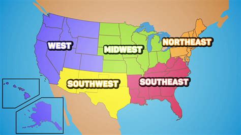 United States Map Divided Into 5 Regions - Printable Map