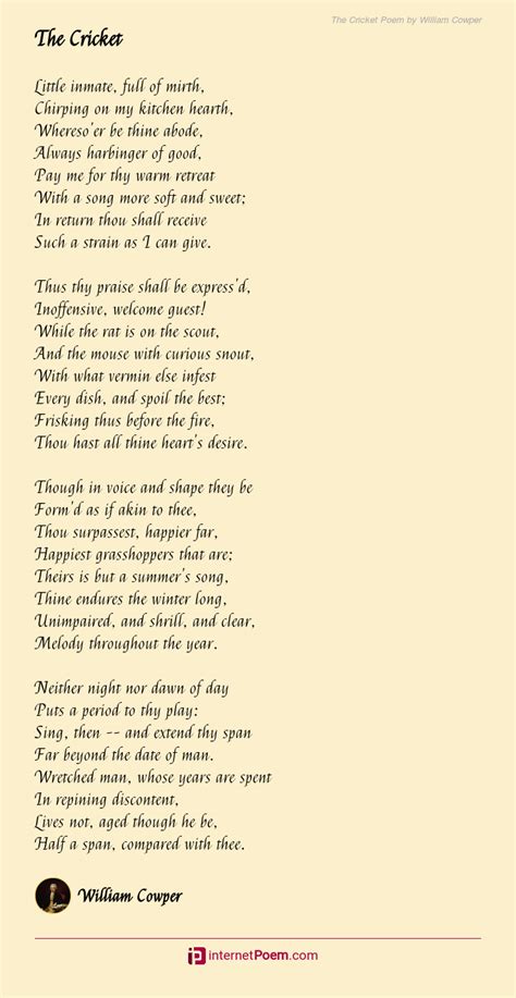 The Cricket Poem by William Cowper