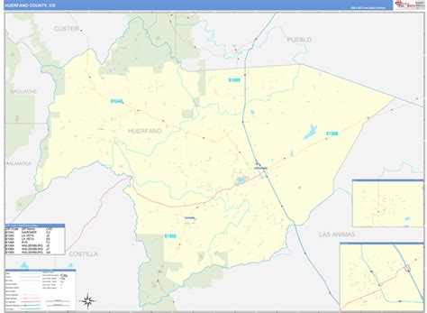 Huerfano County Wall Map Premium Style - marketmaps.com