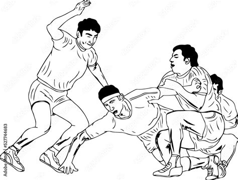 Indian Traditional Game Kabaddi vector, Sportsman Playing Kabaddi sketch drawing , Kabaddi ...