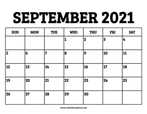 September 2021 Calendar Printable – Calendar Options