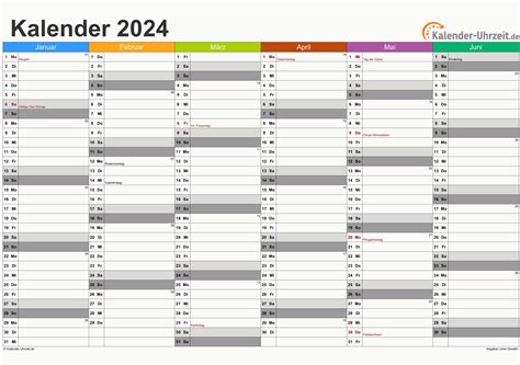 EXCEL-KALENDER 2024 - KOSTENLOS