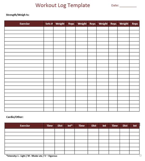 11 Free Sample Workout Log Templates - Printable Samples