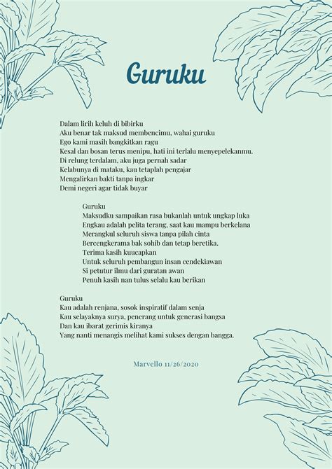 Guruku (Puisi By Marvello) – SMAIT Abu Bakar Yogyakarta