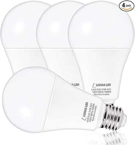 LOHAS A21 Bright LED Light Bulb, 150W-200W Equivalent LED Bulbs, 23 Watt Garage Light Bulbs ...
