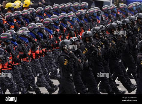 Soldiers march in an Independence Day military parade, in Caracas ...