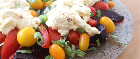 Fly My Pan » Beetroot, Tomatoes & Stracciatella Salad