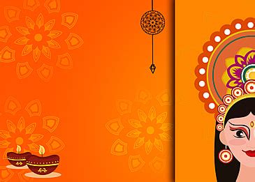 Navratri Indian Goddess On Orange Background, Mothers Day, Nine Nights Festival, India ...