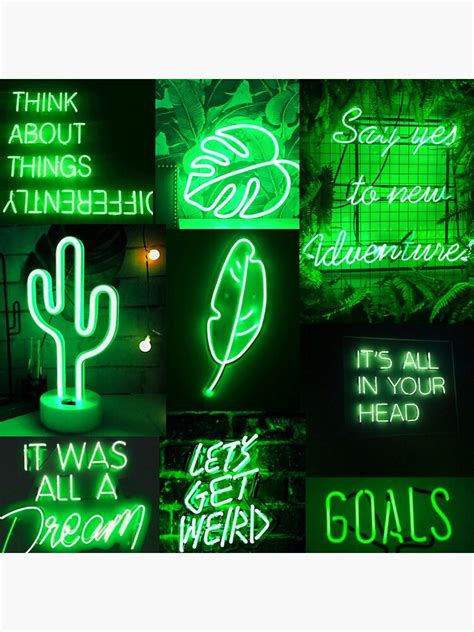 "Green Neon Lights Aesthetic Collage " Canvas Print by Snowflake6 | Redbubble