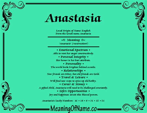 Anastasia - Meaning of Name