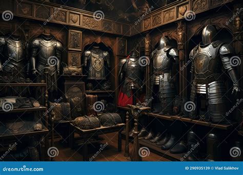 Medieval Style Armory Room Interior Stock Image - Image of ancient, nobility: 290935139