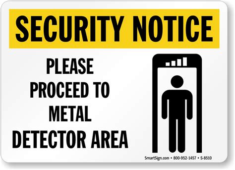 Security Notice: Please Proceed To Metal Detector Area Sign, SKU: S-8510