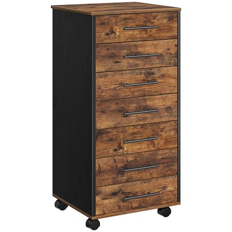 HOOBRO File Cabinet, Wooden 7-Drawer Chest Dresser Rustic Brown and ...