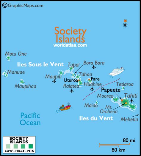 Society Islands Large Color Map