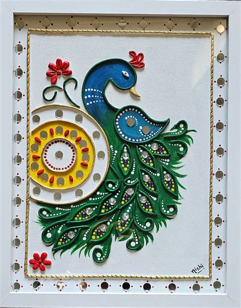 Beautiful Peacock Lippan Art, Framed Art, Indian Art, Wall Decor, Home ...