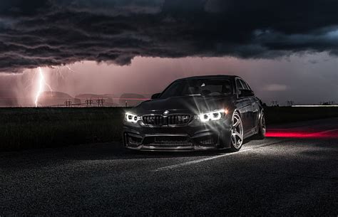 HD wallpaper: black BMW sedan, Light, Clouds, Night, F80, Lighting, LED ...