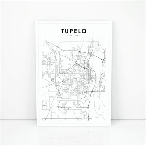 Tupelo MS Map Print Mississippi USA Map Art Poster Lee | Etsy