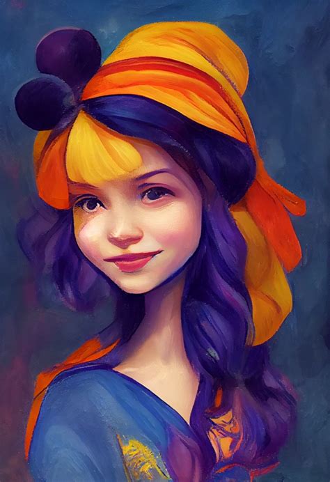 disney girl, style of oil point, blue purple orange | Midjourney | OpenArt