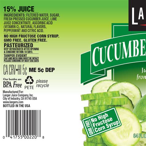 64oz Cucumber Lime with Mint – Langer Juice Company