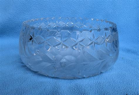 Vintage Cut Glass Frosted Bowl, Mid Century Modern, Farmhouse Decor, Home Decor, Home Accents ...