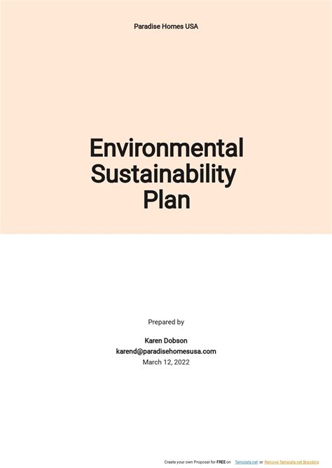 Environmental Sustainability Plan Template - Google Docs, Word, Apple ...