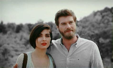 Tuba Buyukustun as Suhan and Kivanc Tatlitug as Cesur in the Turkish TV series CESUR VE GUZEL ...