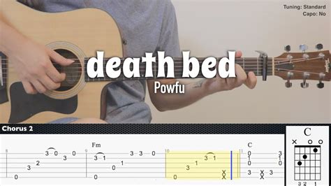 (FREE TAB) death bed - Powfu ft. beabadoobee | Fingerstyle Guitar | TAB + Chords Acordes - Chordify