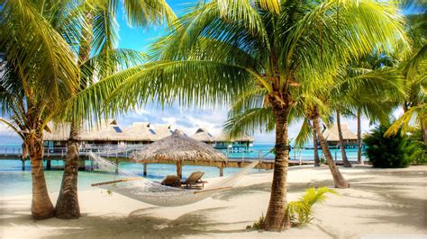 tropical beach resort-wallpaper-1600x900 - 10 000 Fonds d'écran HD ...