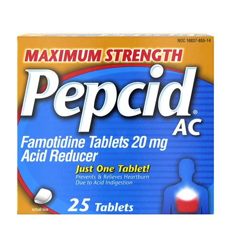 Pepcid AC Maximum Strength, 20 mg Famotidine for Heartburn Prevention & Relief, 25 ct- Buy ...