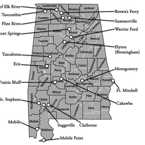 Generalized map of the Alabama Black Belt. The shaded area represents ...