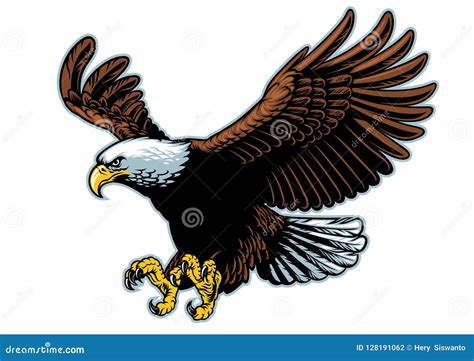 Flying Bald Eagle in Detailed Style Stock Vector - Illustration of banner, claw: 128191062