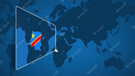 Premium Vector | Location of DR Congo on the World Map with Enlarged ...