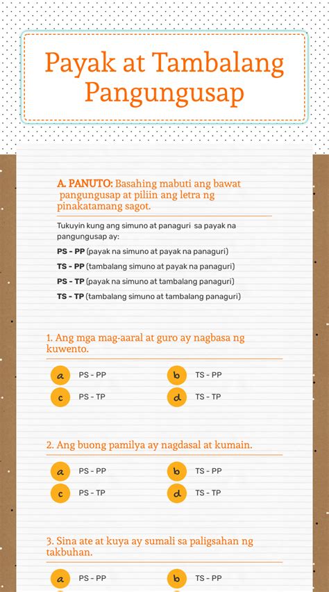 Tambalan Na Pangungusap Worksheet