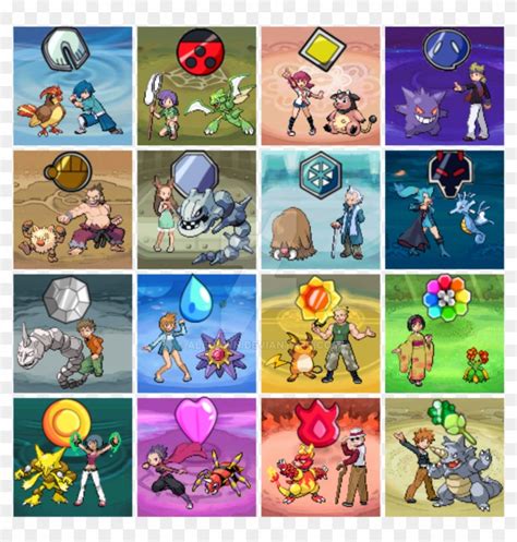 Pokemon Silver Gyms - Pokemon Soul Silver Gym Leaders, HD Png Download - 1024x1024(#4339015 ...