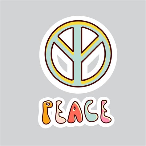 70s styles vector doodle sticker. Peace sign, lettering Peace. 18746731 ...