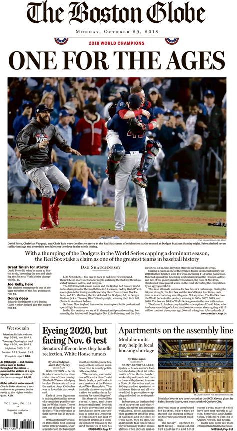 Here’s the Red Sox World Series win on the Boston Globe’s front page ...