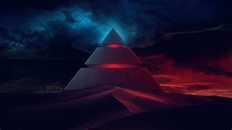 Download 2560x1440 wallpaper desert, pyramid, fantasy, dark, art, dual wide, widescreen 16:9 ...