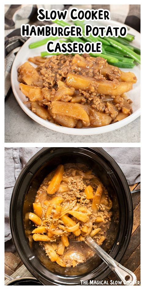 Slow Cooker Hamburger Potato Casserole | Recipe | Hamburger potato casserole, Slow cooker ...