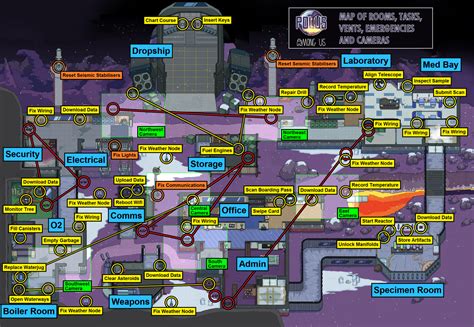 A map for Polus annotated with tasks, vent connections, and cameras : r ...