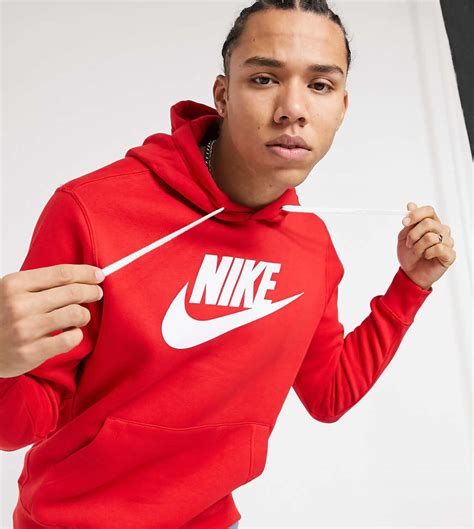 Nike Tall Club Large Logo Hoodie In Red | ModeSens