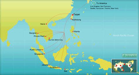 EVA Air route map - Southeast Asia