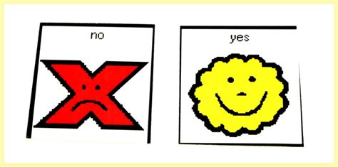 Create 'Yes' and 'No' cards using PCS symbols or a sad/happy face. | Autism Ideas & DIY | Pinterest