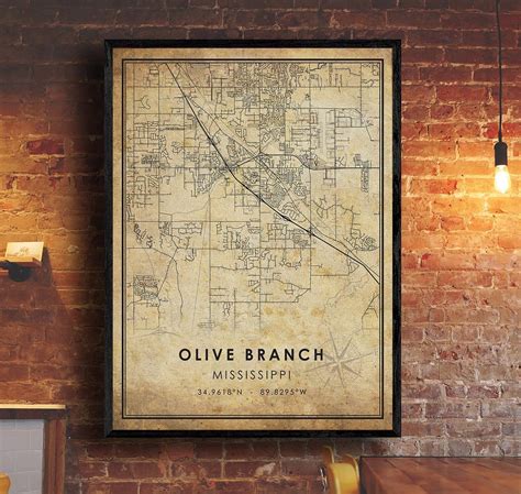 Olive Branch Map Print Olive Branch Map Mississippi Map - Etsy