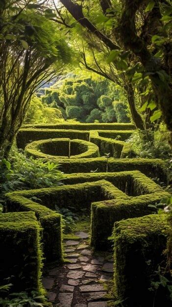 Premium AI Image | Enchanted Garden with Plant Maze