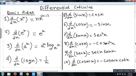 Differentiation Formulas