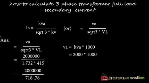 3 Phase Transformer Primary and Secondary Current Calculation - ZacheryrilloYoder