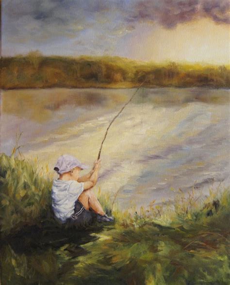 Little Boy Fishing oil painting by Diane by SandhillsOriginalArt