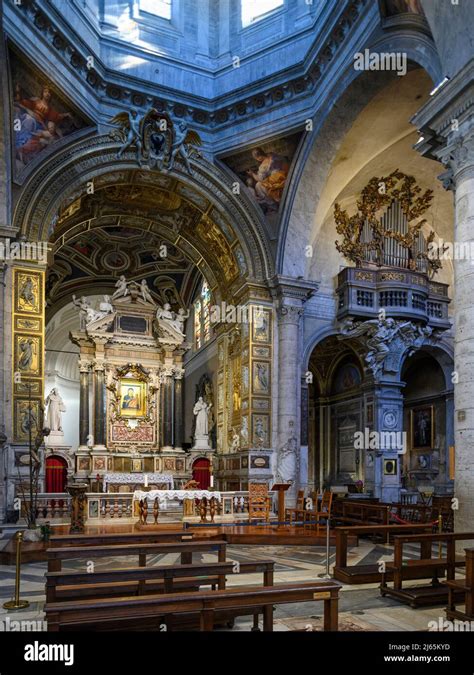 Rome. Italy. Basilica di Santa Maria del Popolo. Interior view showing ...