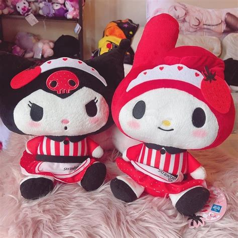 my melody and kuromi plush bundle the strawberry... - Depop