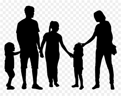 Transparent Family Of 6 Clipart - Silhouette Transparent Family Clipart ...